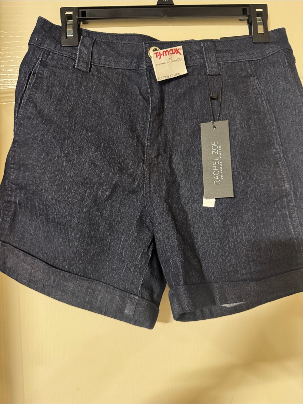 Rachel Zoe Navy Denim-Style Cuffed Shorts - Picture 2 of 15